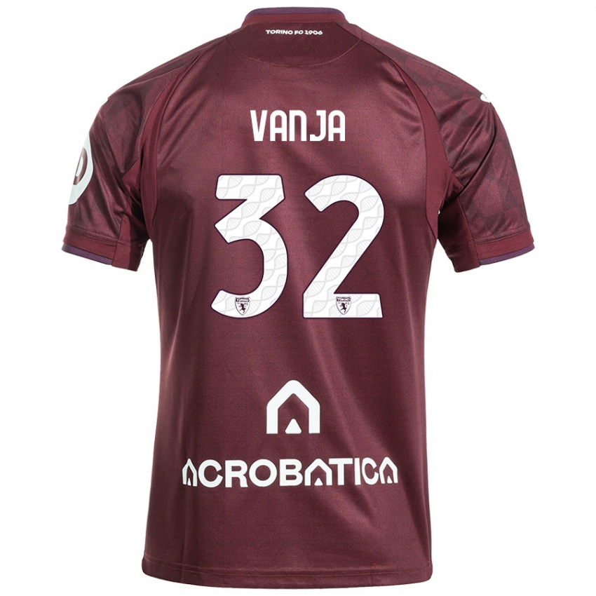 Niño Camiseta Vanja Milinković-Savić #32 Granate Blanco 1ª Equipación 2024/25 La Camisa