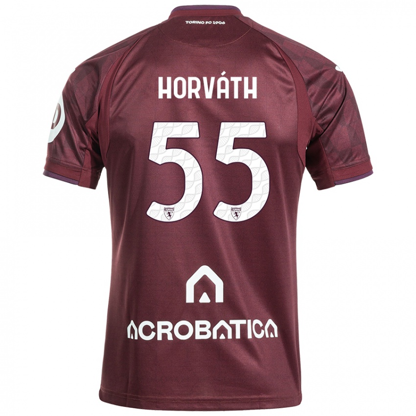 Niño Camiseta Krisztofer Horváth #55 Granate Blanco 1ª Equipación 2024/25 La Camisa