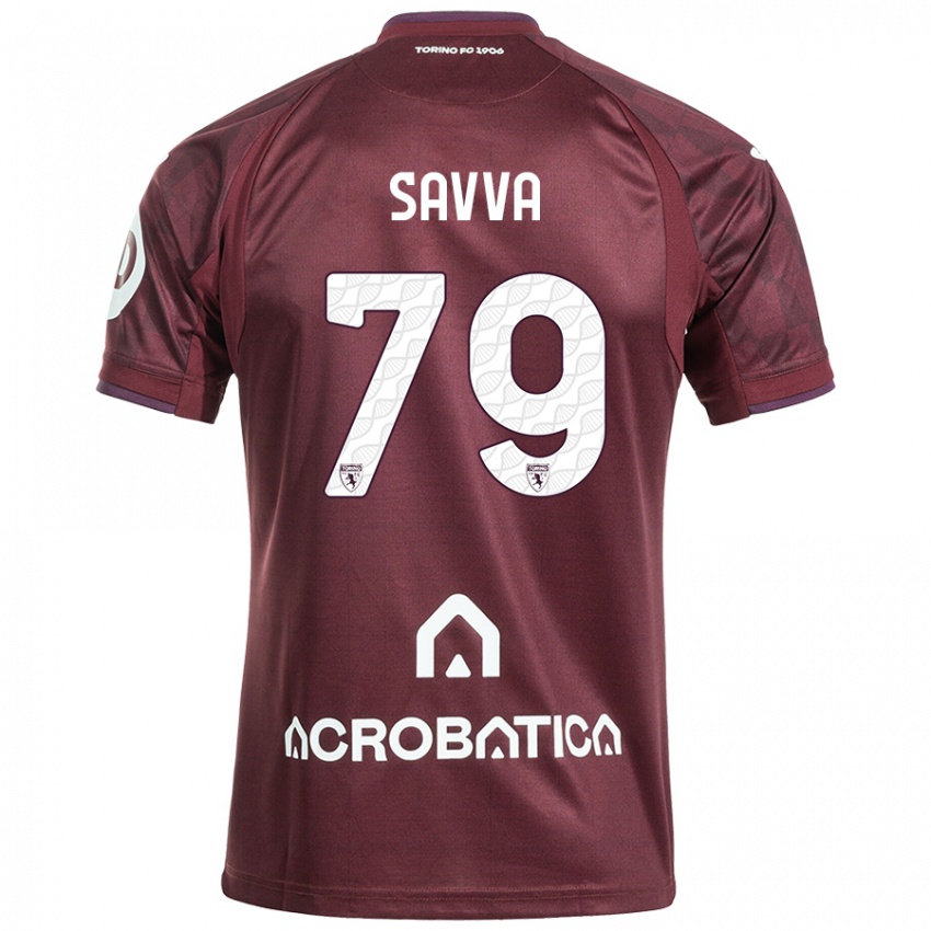 Niño Camiseta Zanos Savva #79 Granate Blanco 1ª Equipación 2024/25 La Camisa