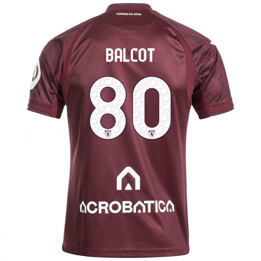 Niño Camiseta Côme Bianay Balcot #80 Granate Blanco 1ª Equipación 2024/25 La Camisa