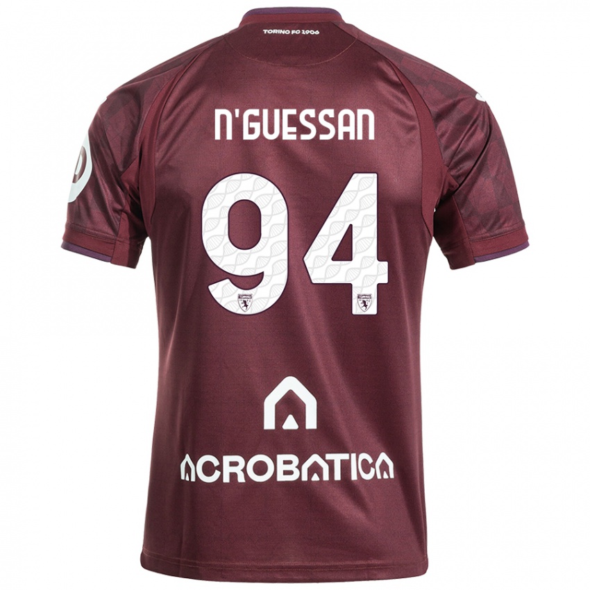 Niño Camiseta Ange Caumenan N'guessan #94 Granate Blanco 1ª Equipación 2024/25 La Camisa