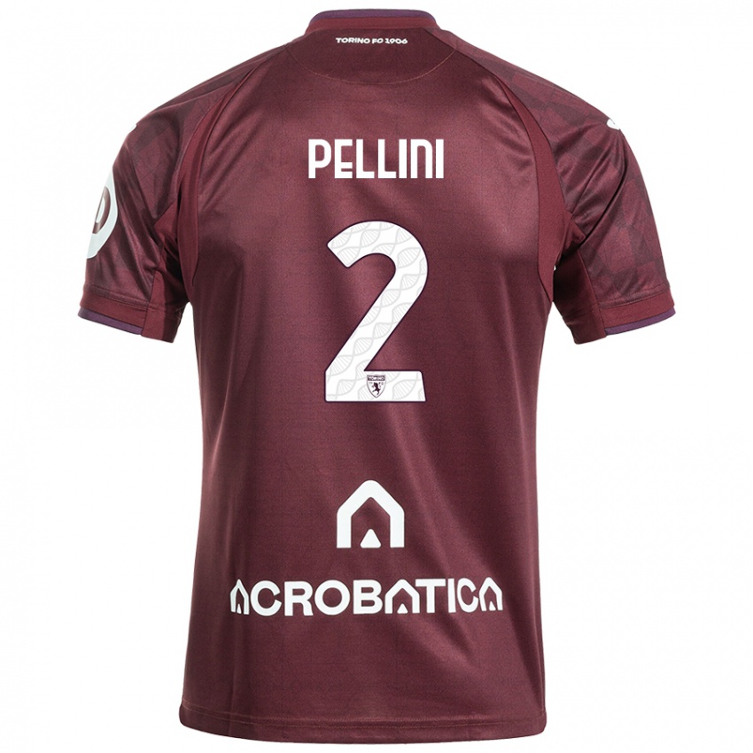 Niño Camiseta Mattia Pellini #2 Granate Blanco 1ª Equipación 2024/25 La Camisa