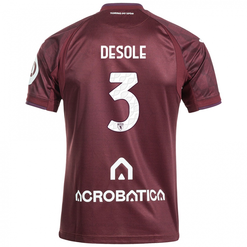 Niño Camiseta Fabio Desole #3 Granate Blanco 1ª Equipación 2024/25 La Camisa