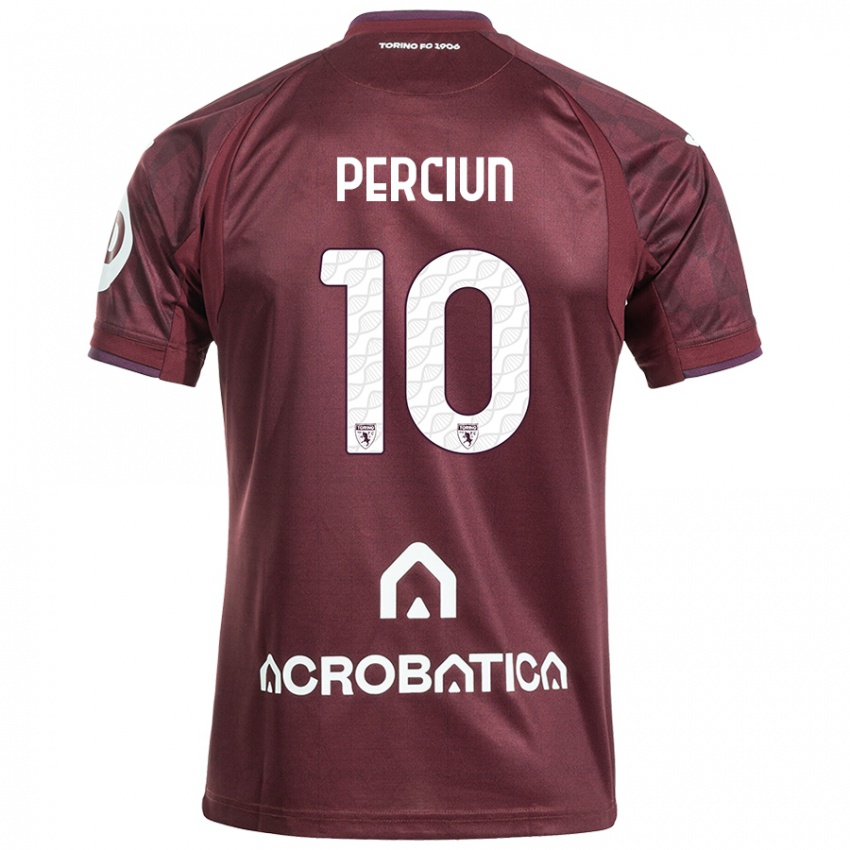 Niño Camiseta Sergiu Perciun #10 Granate Blanco 1ª Equipación 2024/25 La Camisa