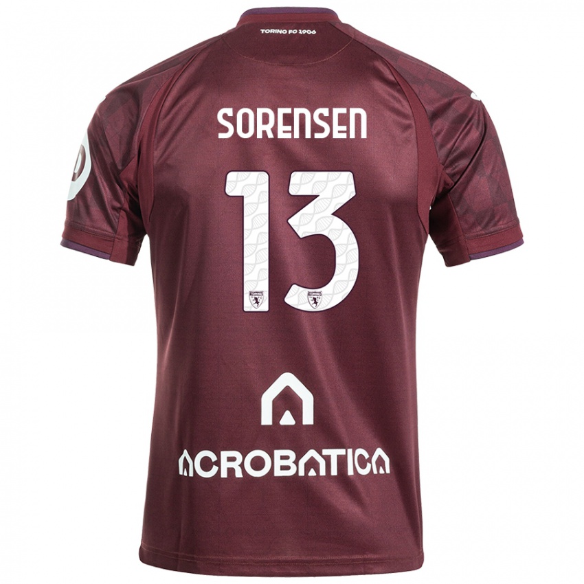 Niño Camiseta Ben Sørensen #13 Granate Blanco 1ª Equipación 2024/25 La Camisa