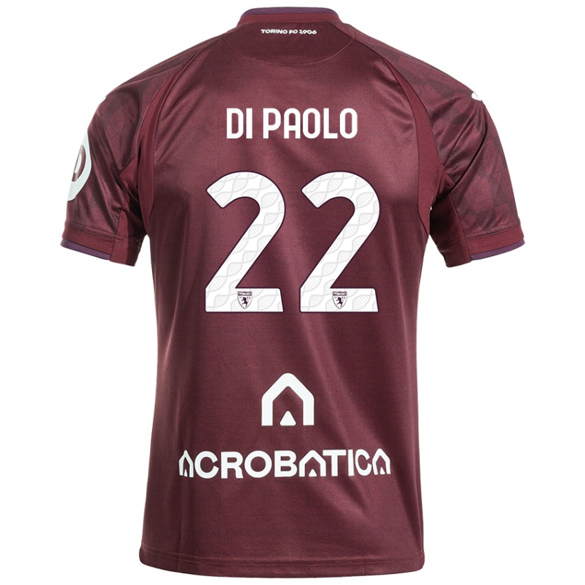 Niño Camiseta Sebastiano Di Paolo #22 Granate Blanco 1ª Equipación 2024/25 La Camisa