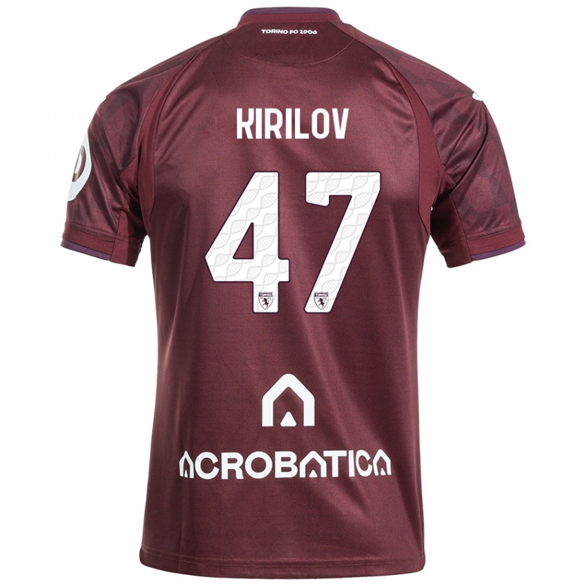 Niño Camiseta Martin Kirilov #47 Granate Blanco 1ª Equipación 2024/25 La Camisa