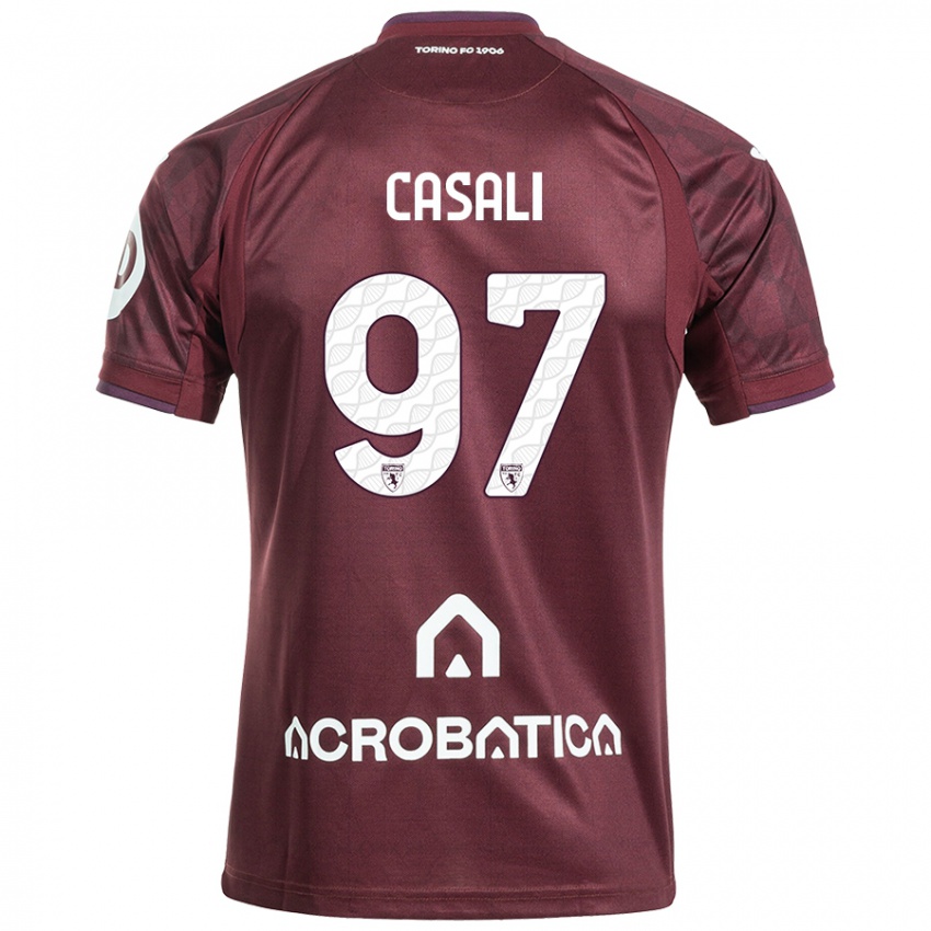 Niño Camiseta Michele Casali #97 Granate Blanco 1ª Equipación 2024/25 La Camisa