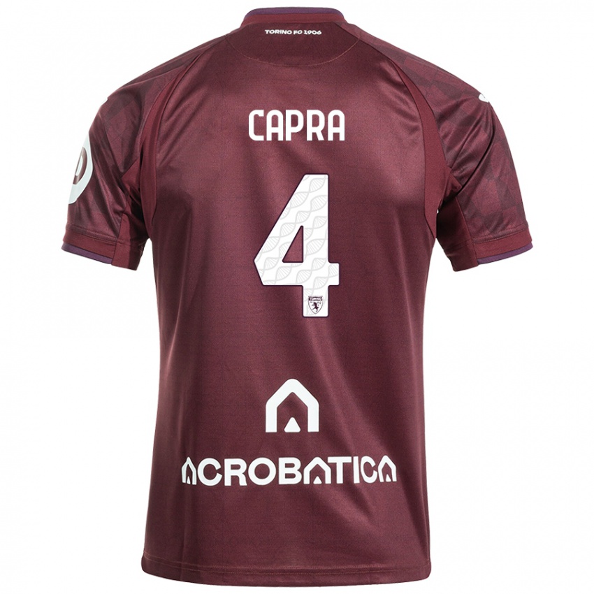 Niño Camiseta Valentina Capra #4 Granate Blanco 1ª Equipación 2024/25 La Camisa