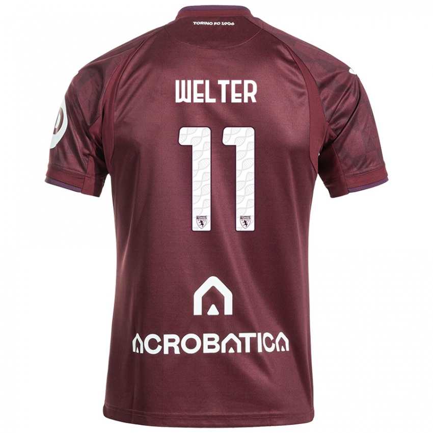 Niño Camiseta Francesca Welter #11 Granate Blanco 1ª Equipación 2024/25 La Camisa