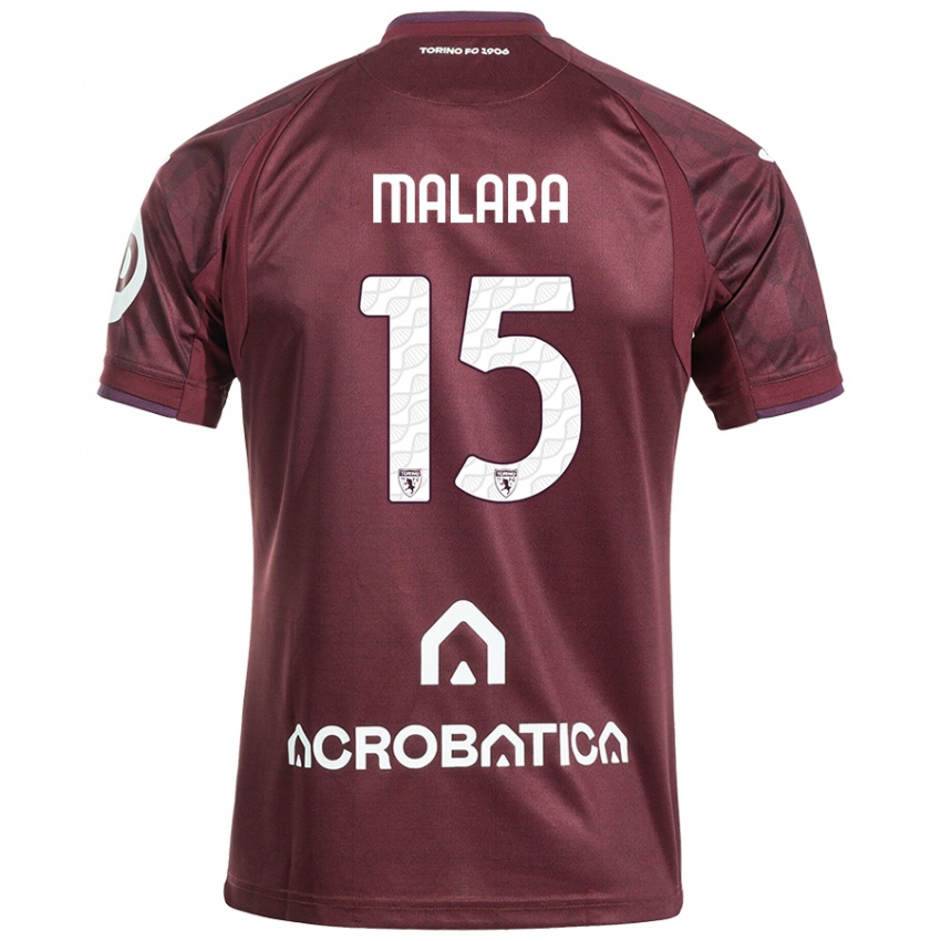 Niño Camiseta Sara Malara #15 Granate Blanco 1ª Equipación 2024/25 La Camisa