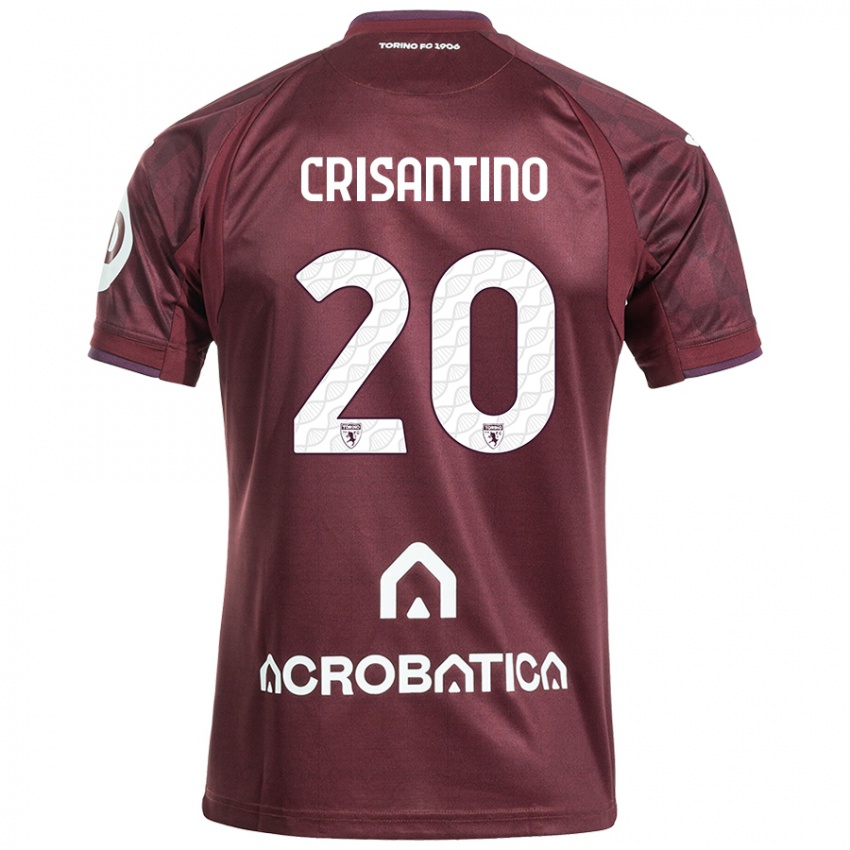 Niño Camiseta Giulia Crisantino #20 Granate Blanco 1ª Equipación 2024/25 La Camisa