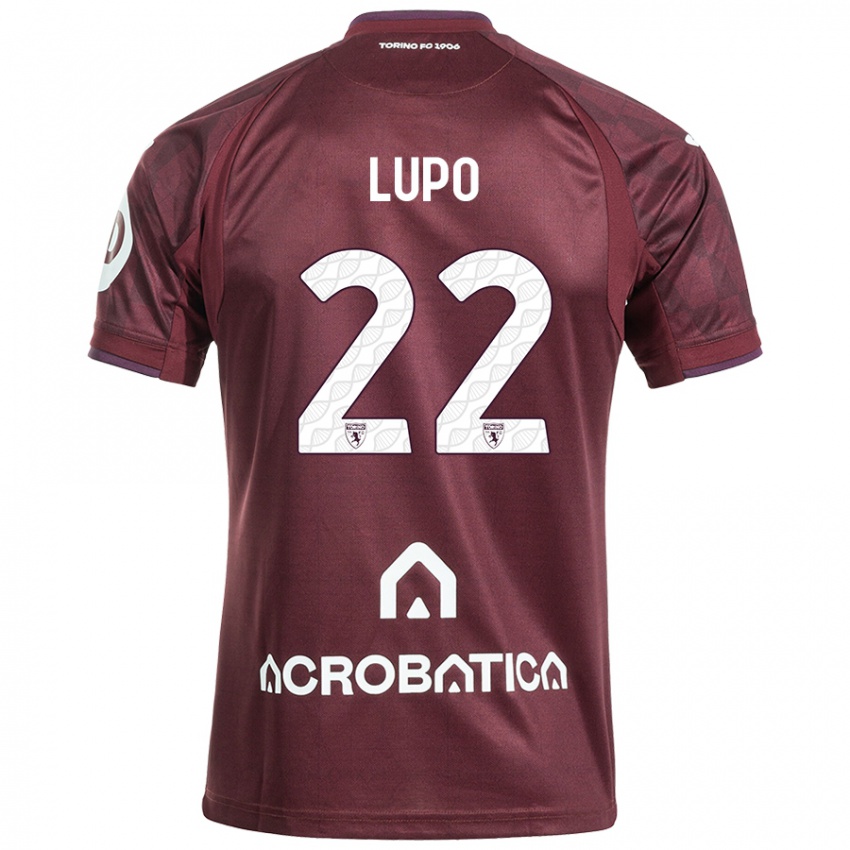 Niño Camiseta Enrica Lupo #22 Granate Blanco 1ª Equipación 2024/25 La Camisa