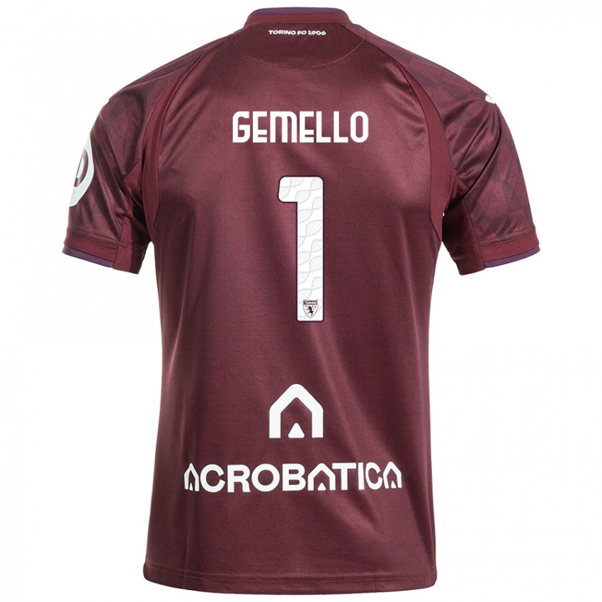 Niño Camiseta Luca Gemello #1 Granate Blanco 1ª Equipación 2024/25 La Camisa