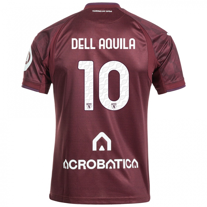 Niño Camiseta Francesco Dell'aquila #10 Granate Blanco 1ª Equipación 2024/25 La Camisa