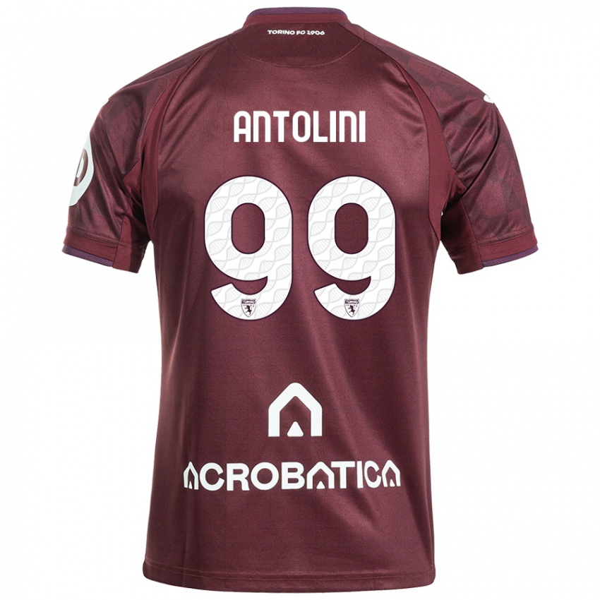 Niño Camiseta Jacopo Antolini #99 Granate Blanco 1ª Equipación 2024/25 La Camisa