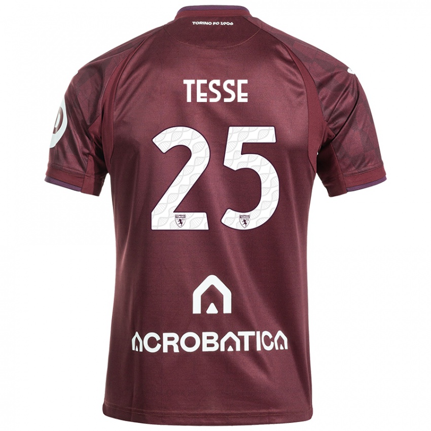 Niño Camiseta Manuela Tesse #25 Granate Blanco 1ª Equipación 2024/25 La Camisa