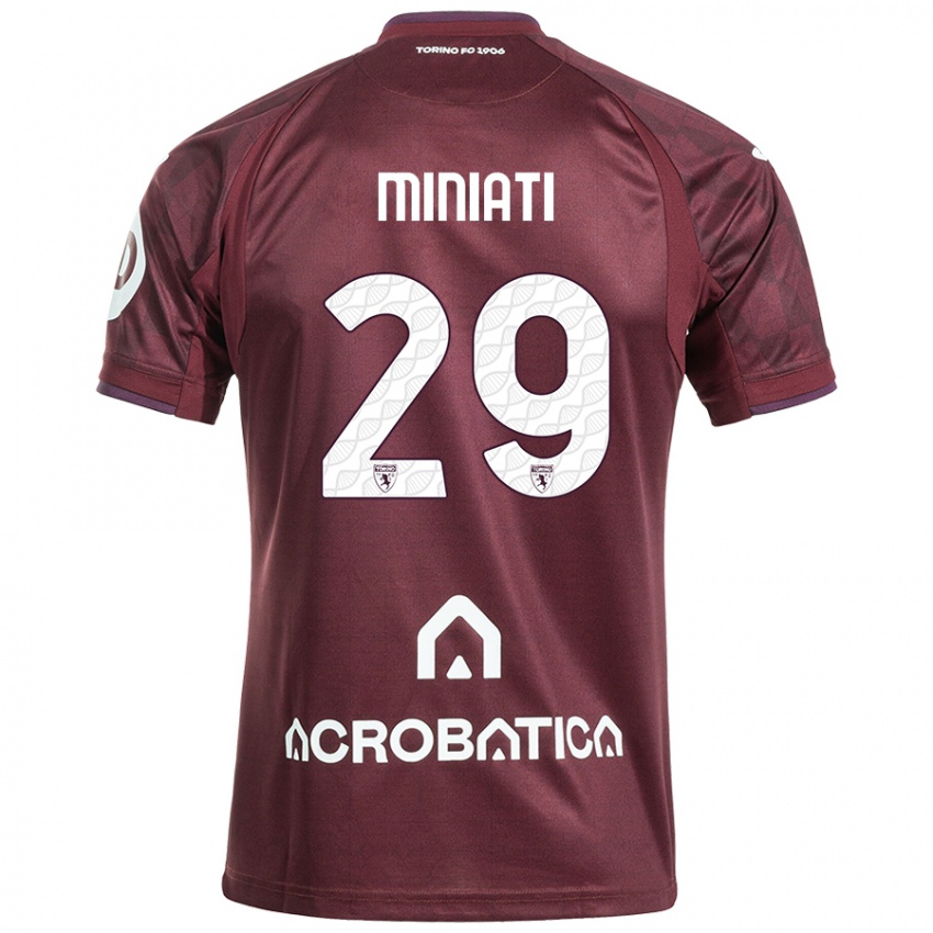 Niño Camiseta Elisa Miniati #29 Granate Blanco 1ª Equipación 2024/25 La Camisa