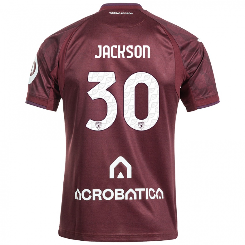 Niño Camiseta Michael Jackson #30 Granate Blanco 1ª Equipación 2024/25 La Camisa