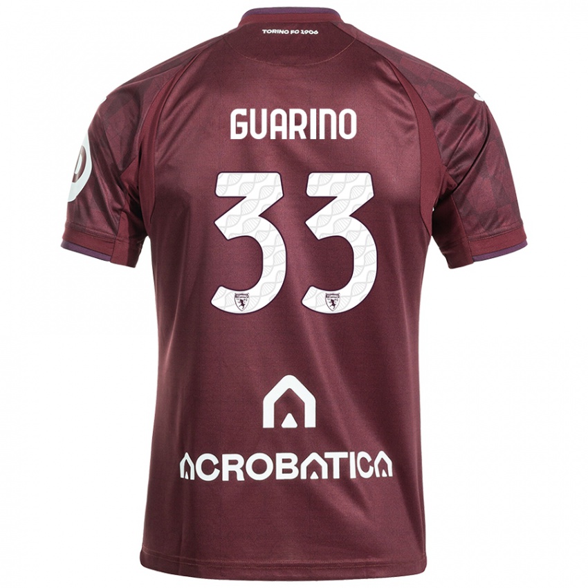 Niño Camiseta Rita Guarino #33 Granate Blanco 1ª Equipación 2024/25 La Camisa