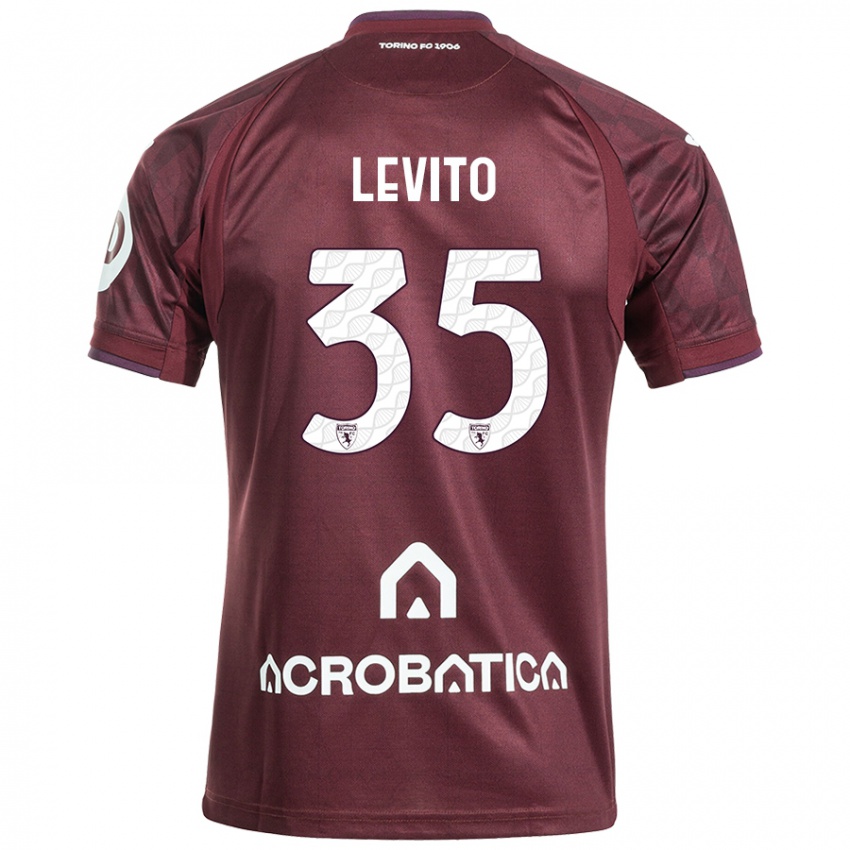 Niño Camiseta Isabeau Levito #35 Granate Blanco 1ª Equipación 2024/25 La Camisa