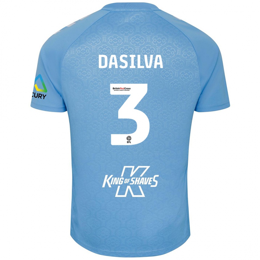 Niño Camiseta Jay Dasilva #3 Azul Blanco 1ª Equipación 2024/25 La Camisa