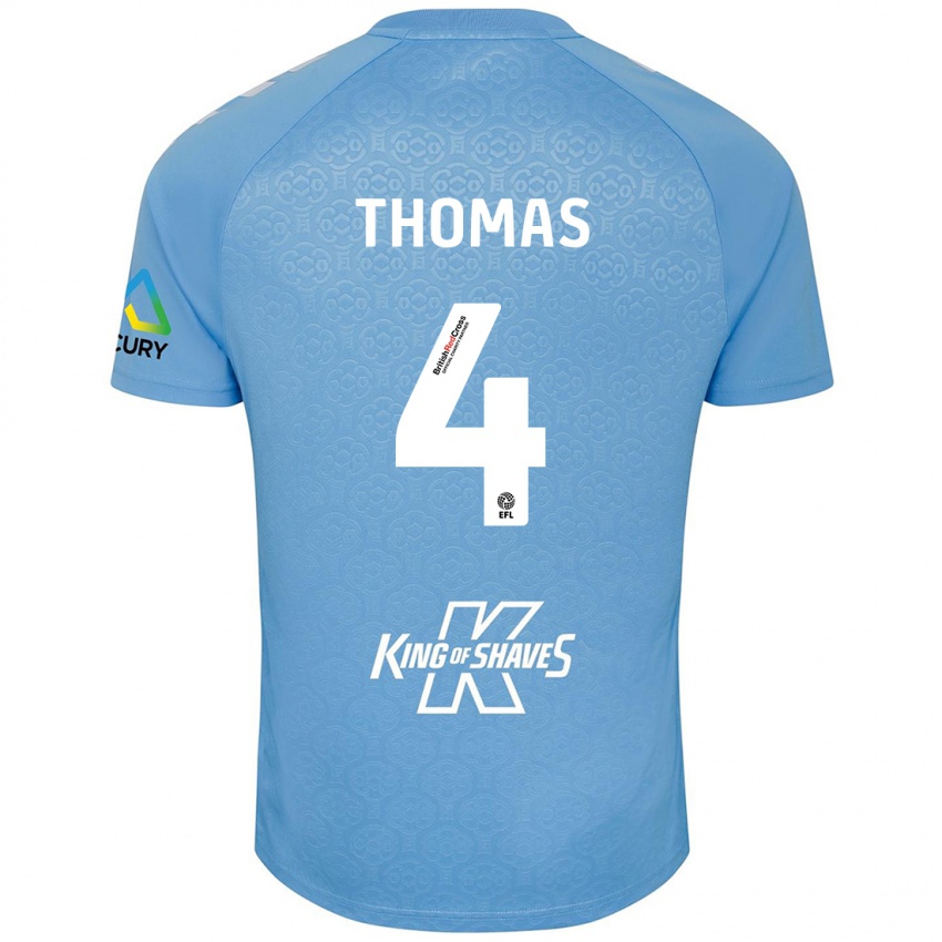 Niño Camiseta Bobby Thomas #4 Azul Blanco 1ª Equipación 2024/25 La Camisa