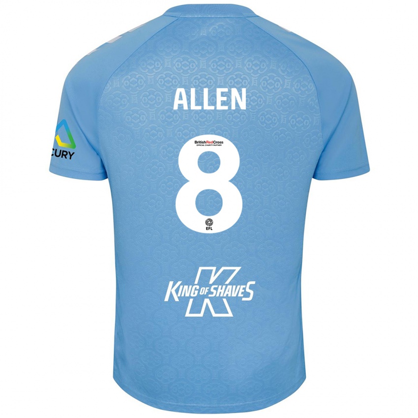 Niño Camiseta Jamie Allen #8 Azul Blanco 1ª Equipación 2024/25 La Camisa