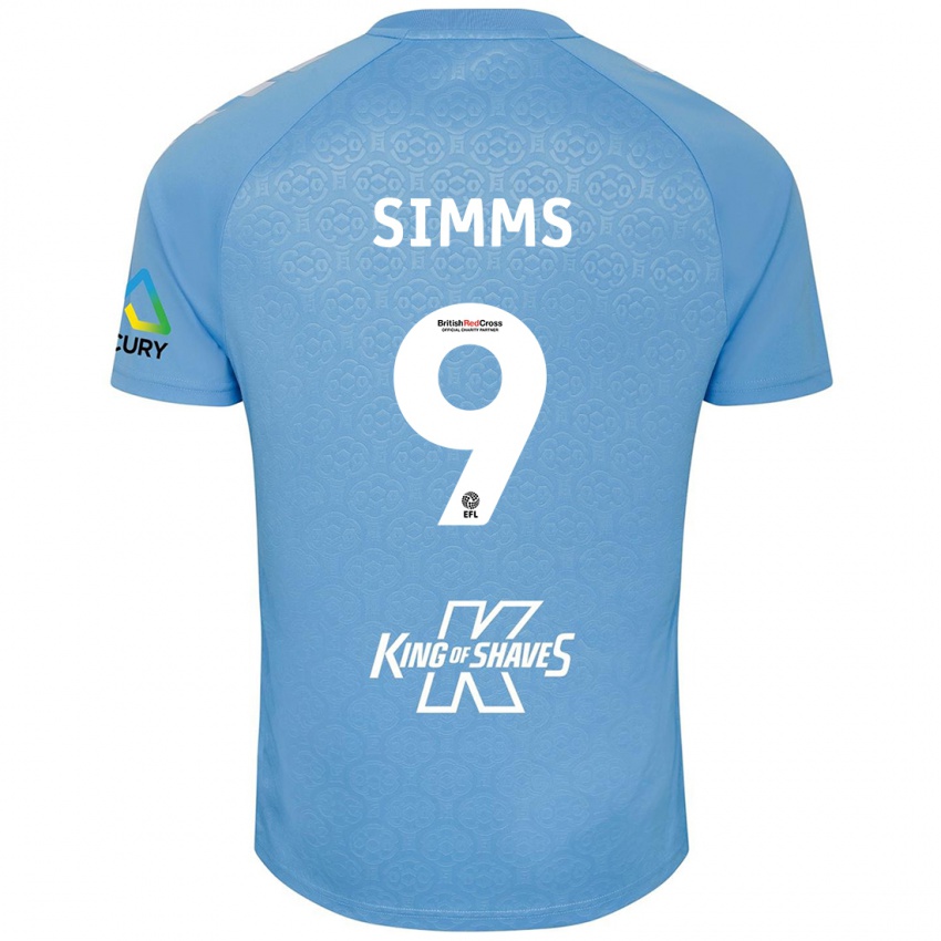 Niño Camiseta Ellis Simms #9 Azul Blanco 1ª Equipación 2024/25 La Camisa