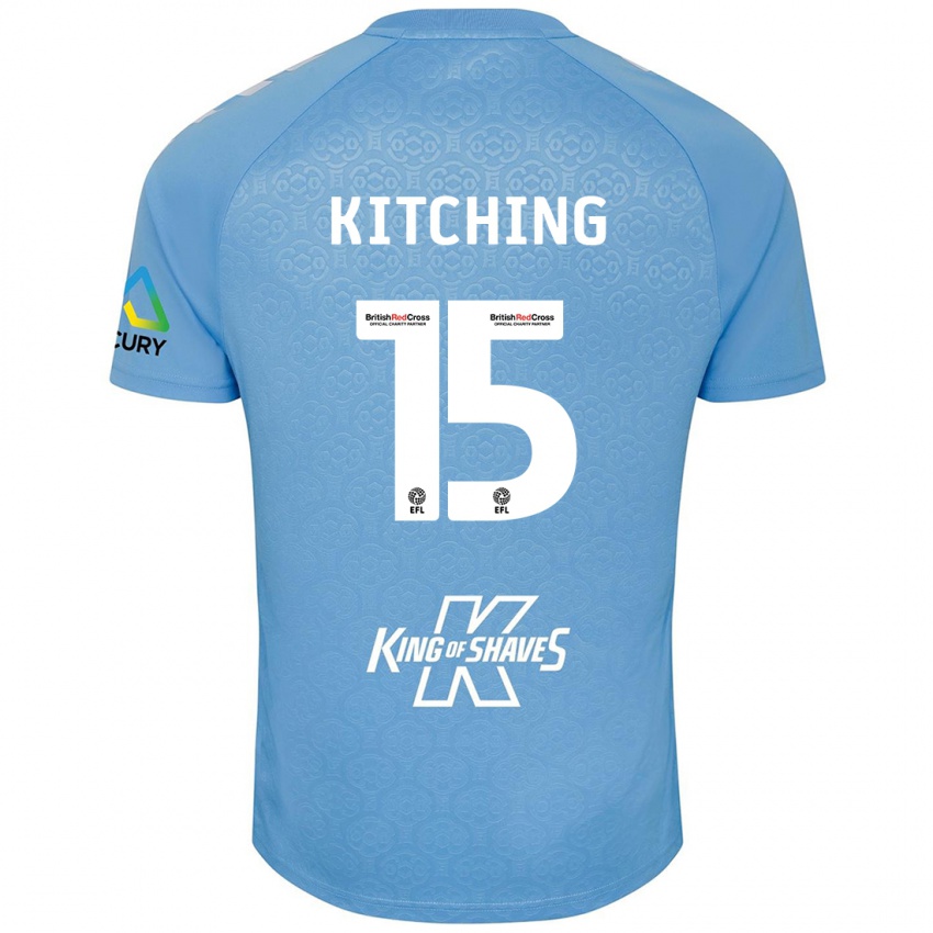 Niño Camiseta Liam Kitching #15 Azul Blanco 1ª Equipación 2024/25 La Camisa