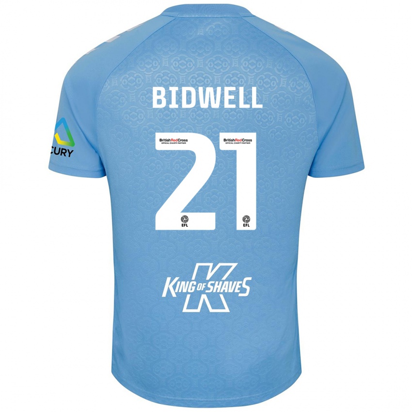 Niño Camiseta Jake Bidwell #21 Azul Blanco 1ª Equipación 2024/25 La Camisa