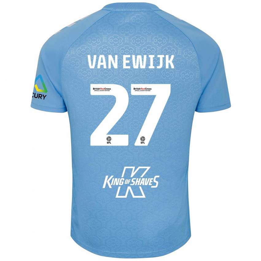 Niño Camiseta Milan Van Ewijk #27 Azul Blanco 1ª Equipación 2024/25 La Camisa