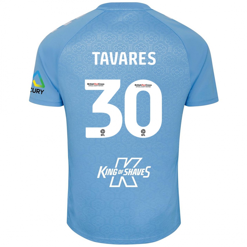 Niño Camiseta Fábio Tavares #30 Azul Blanco 1ª Equipación 2024/25 La Camisa