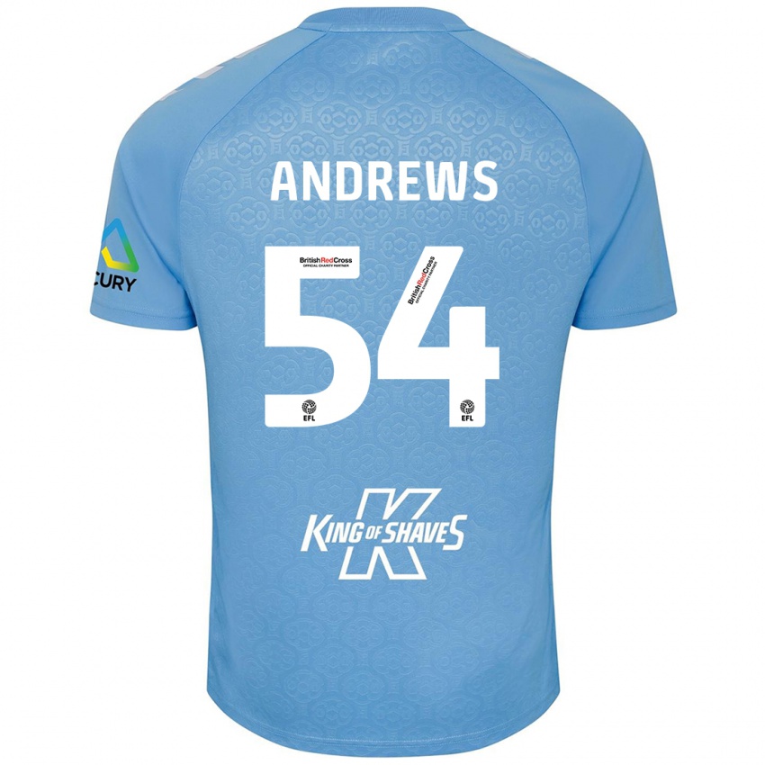 Niño Camiseta Kai Andrews #54 Azul Blanco 1ª Equipación 2024/25 La Camisa