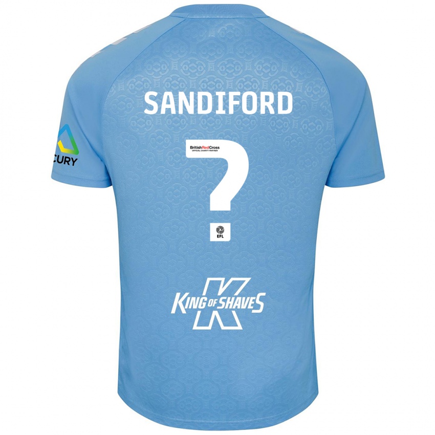 Niño Camiseta Greg Sandiford #0 Azul Blanco 1ª Equipación 2024/25 La Camisa