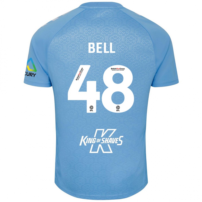 Niño Camiseta Luke Bell #48 Azul Blanco 1ª Equipación 2024/25 La Camisa