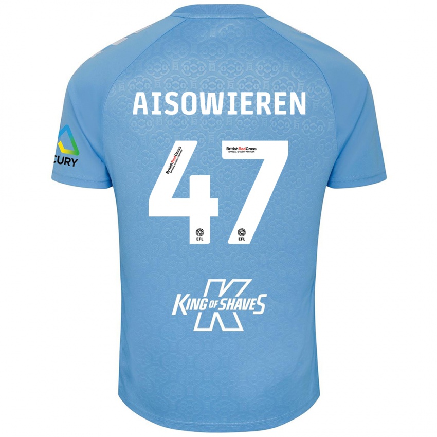 Niño Camiseta Evan Eghosa Aisowieren #47 Azul Blanco 1ª Equipación 2024/25 La Camisa