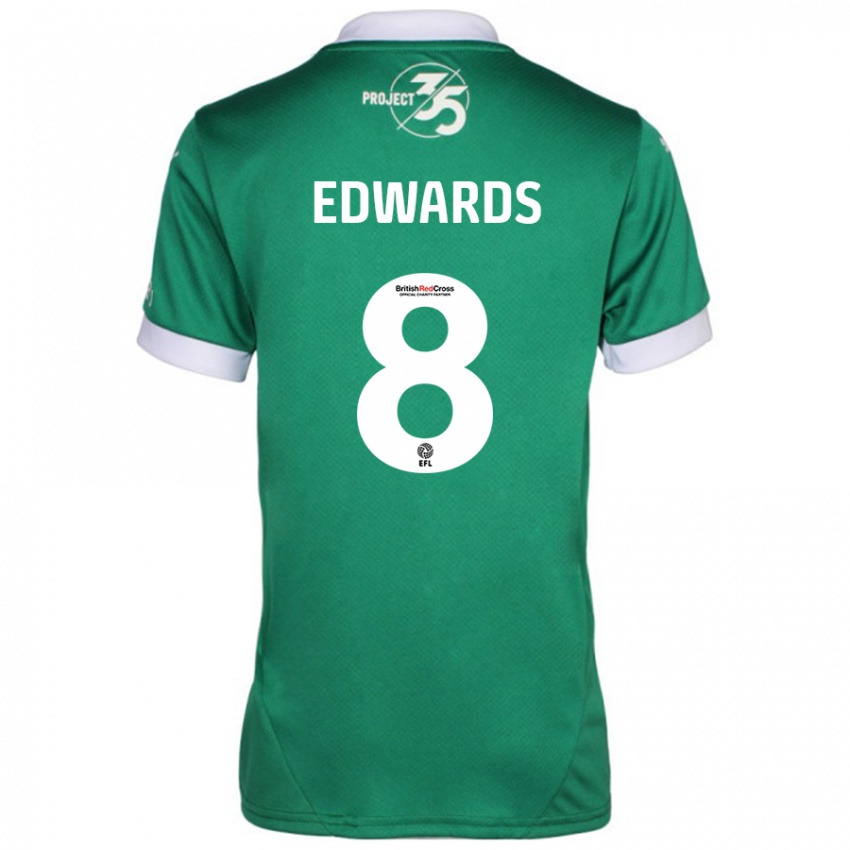 Niño Camiseta Joe Edwards #8 Verde Blanco 1ª Equipación 2024/25 La Camisa