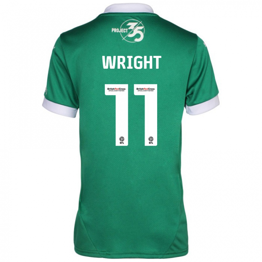 Niño Camiseta Callum Wright #11 Verde Blanco 1ª Equipación 2024/25 La Camisa