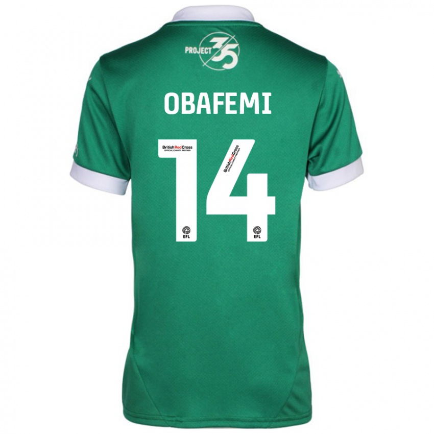 Niño Camiseta Michael Obafemi #14 Verde Blanco 1ª Equipación 2024/25 La Camisa