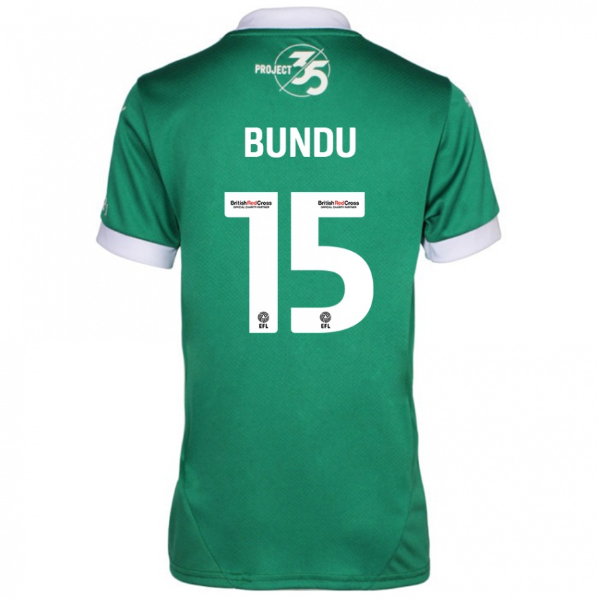 Niño Camiseta Mustapha Bundu #15 Verde Blanco 1ª Equipación 2024/25 La Camisa