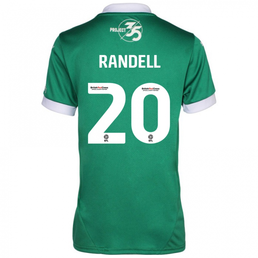 Niño Camiseta Adam Randell #20 Verde Blanco 1ª Equipación 2024/25 La Camisa