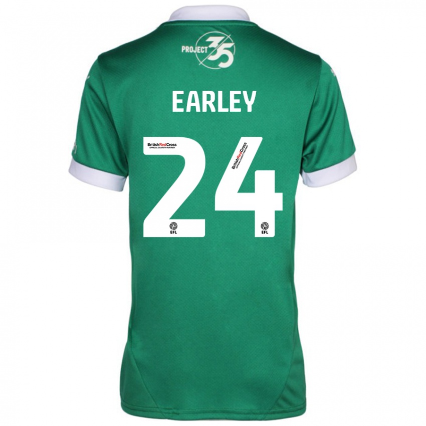 Niño Camiseta Saxon Earley #24 Verde Blanco 1ª Equipación 2024/25 La Camisa