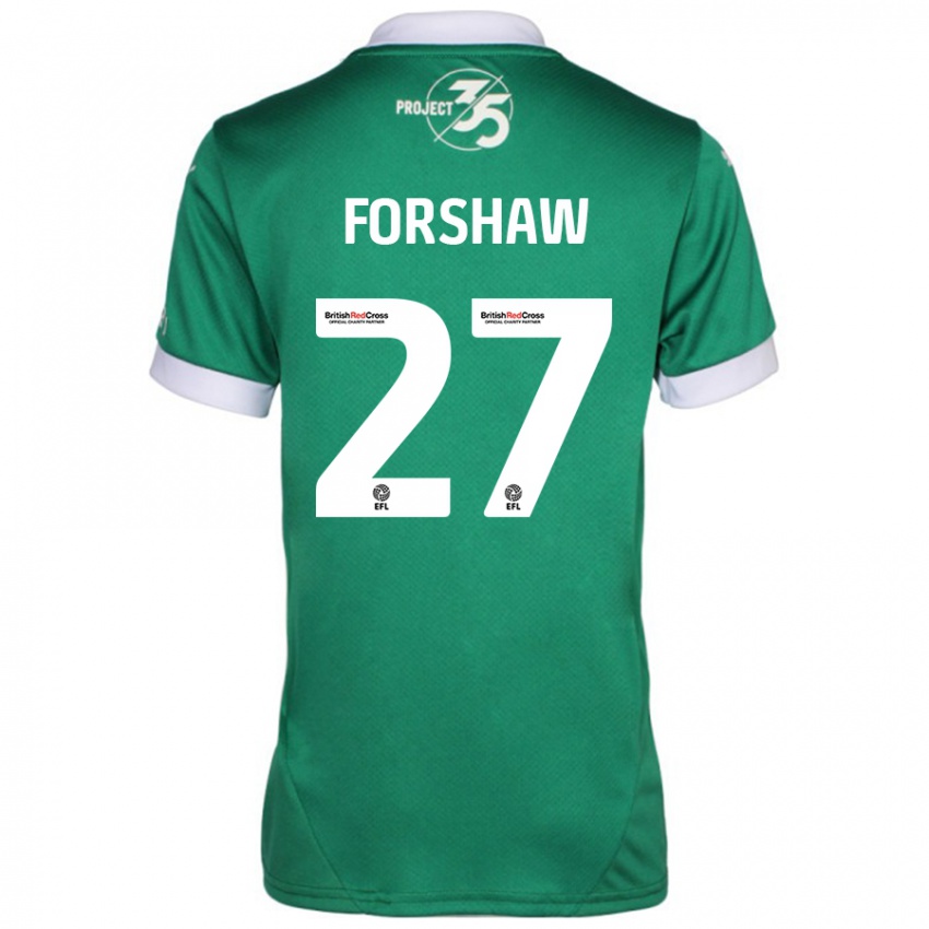 Niño Camiseta Adam Forshaw #27 Verde Blanco 1ª Equipación 2024/25 La Camisa