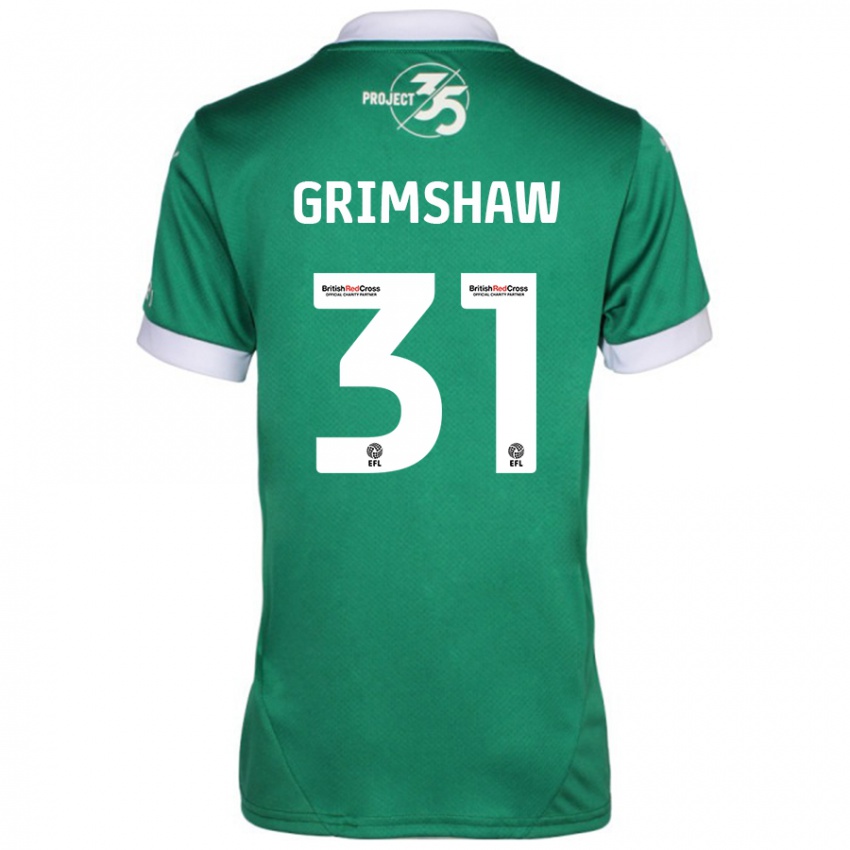 Niño Camiseta Daniel Grimshaw #31 Verde Blanco 1ª Equipación 2024/25 La Camisa