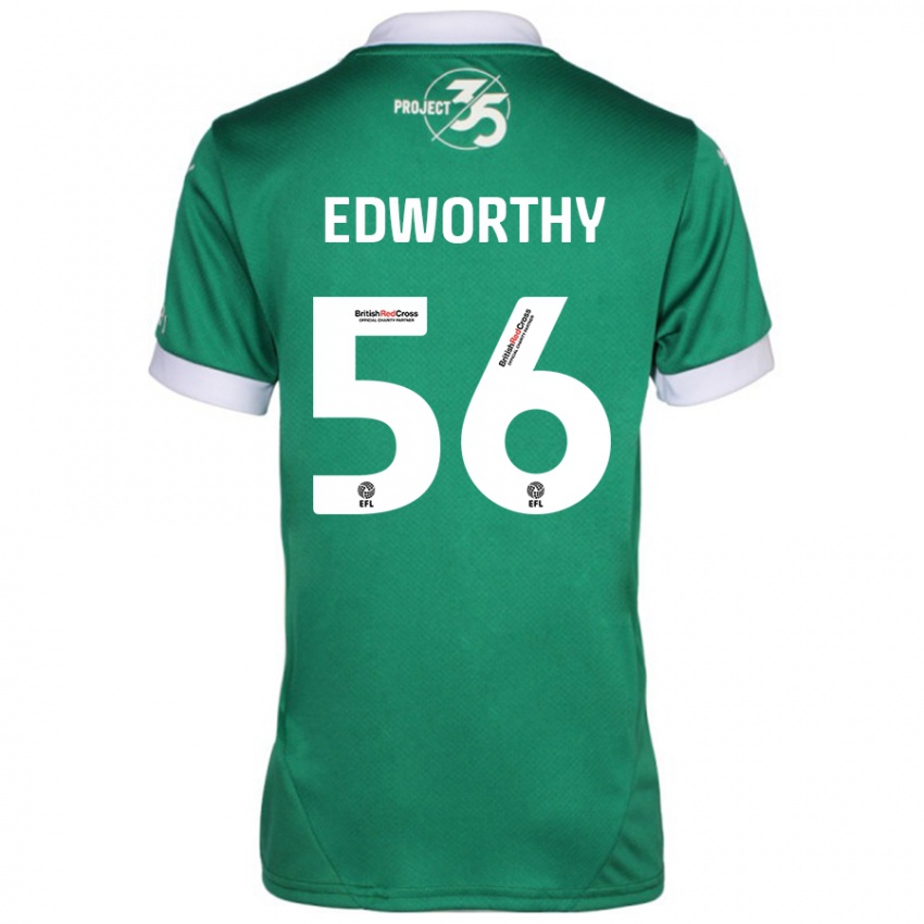 Niño Camiseta Kieran Edworthy #56 Verde Blanco 1ª Equipación 2024/25 La Camisa