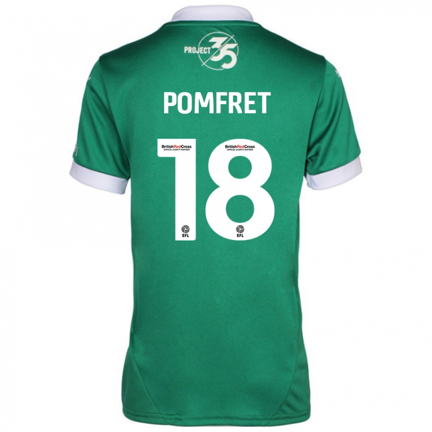 Niño Camiseta Taya Pomfret #18 Verde Blanco 1ª Equipación 2024/25 La Camisa