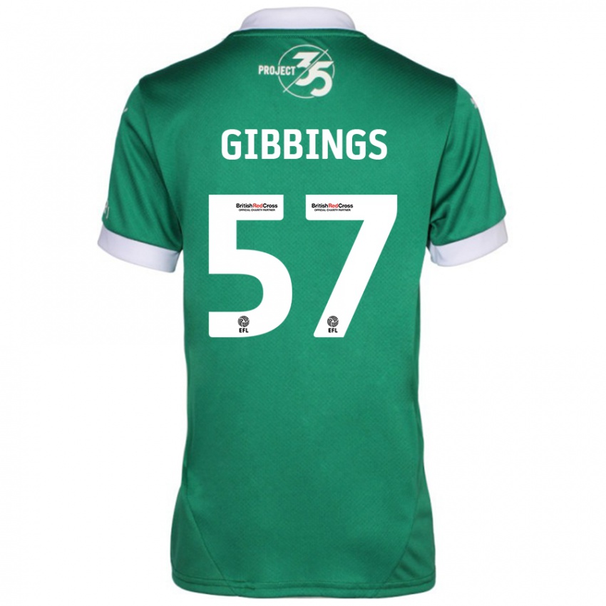 Niño Camiseta Cole Gibbings #57 Verde Blanco 1ª Equipación 2024/25 La Camisa