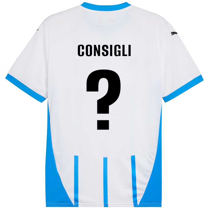 Niño Camiseta Andrea Consigli #0 Blanco Azul 2ª Equipación 2024/25 La Camisa