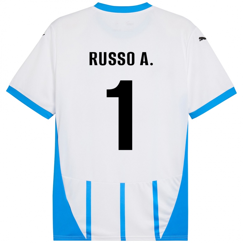 Niño Camiseta Alessandro Russo #1 Blanco Azul 2ª Equipación 2024/25 La Camisa